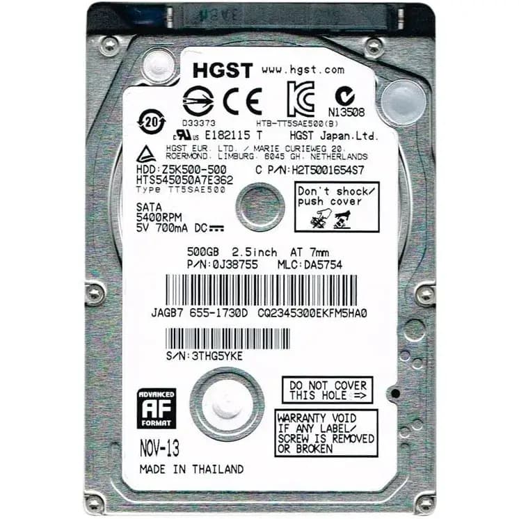 هارد دیسک داخلی (اینترنال) 500Gb 2.5 inch HGST کارکرده
