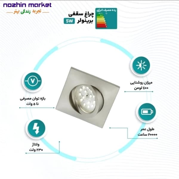 چراغ سقفی 5 وات برند برینولر مدل 019-721 — تصویر ۴