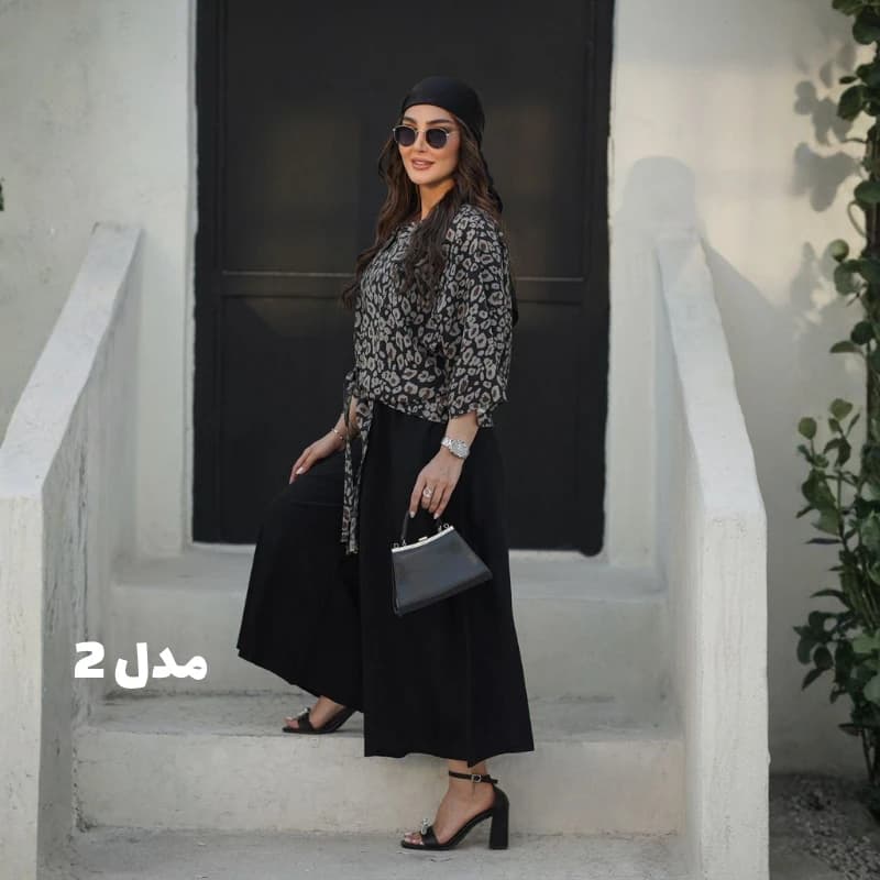 ست زنانه پلنگی گره‌ای مدل راشام با پارچه پری سیلک اصل + خرید قسطی — تصویر ۳
