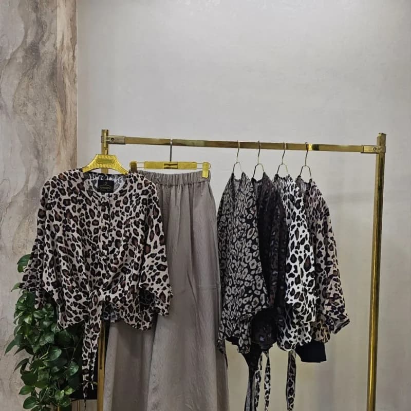 ست زنانه پلنگی گره‌ای مدل راشام با پارچه پری سیلک اصل + خرید قسطی — تصویر ۶