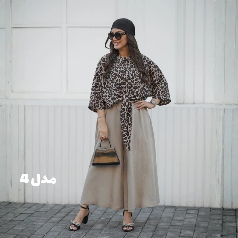 ست زنانه پلنگی گرهای مدل راشام با پارچه پری سیلک اصل + خرید قسطی — تصویر ۲