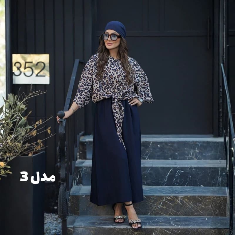 ست زنانه پلنگی گرهای مدل راشام با پارچه پری سیلک اصل + خرید قسطی — تصویر ۴