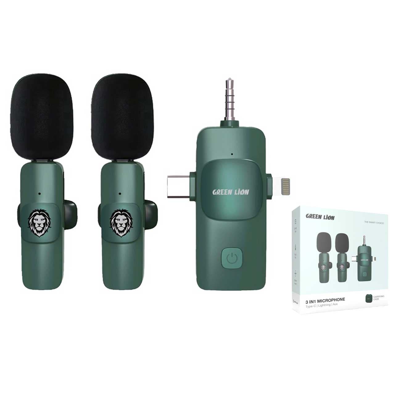 میکروفون بی سیم یقه ای اندرویدی و آیفونی گرین GN3IN1WMGN — تصویر ۲