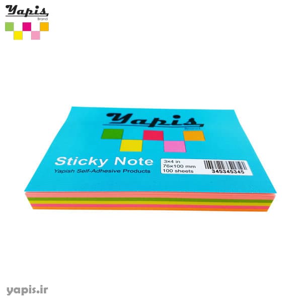 یادداشت چسب دار (استیکی نوت) 4*3 اینچ (125*76 mm) خط دار پنج رنگ نئون یاپئش | استیک کاغذ یاپئش — تصویر ۵