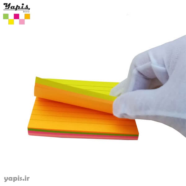 یادداشت چسب دار (استیکی نوت) 4*3 اینچ (125*76 mm) خط دار پنج رنگ نئون یاپئش | استیک کاغذ یاپئش — تصویر ۸