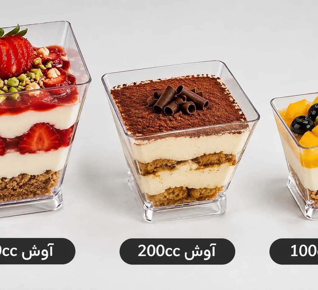 ظرف دسری آوش 200 سی‌سی درب دار و بدون درب یکبارمصرف - برند کوشا پلاست — تصویر ۲