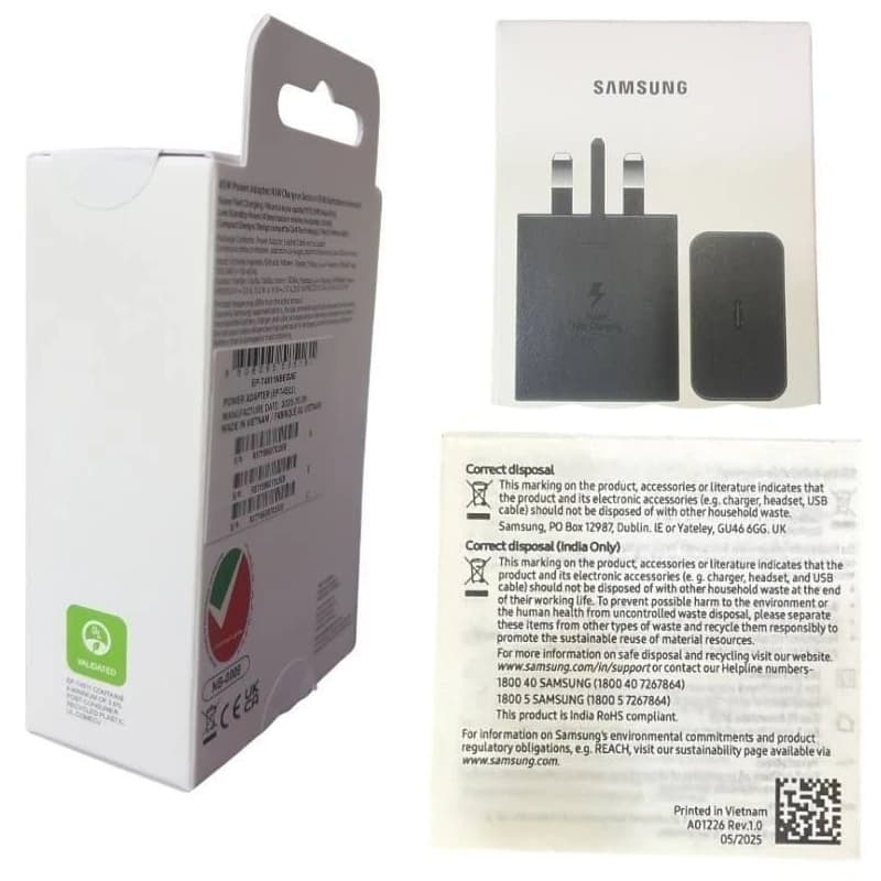کلگی شارژر اصلی سامسونگ 45 وات مدل T4511 سوپر فست شارژ، دارای NFC – ساخت ویتنام — تصویر ۲