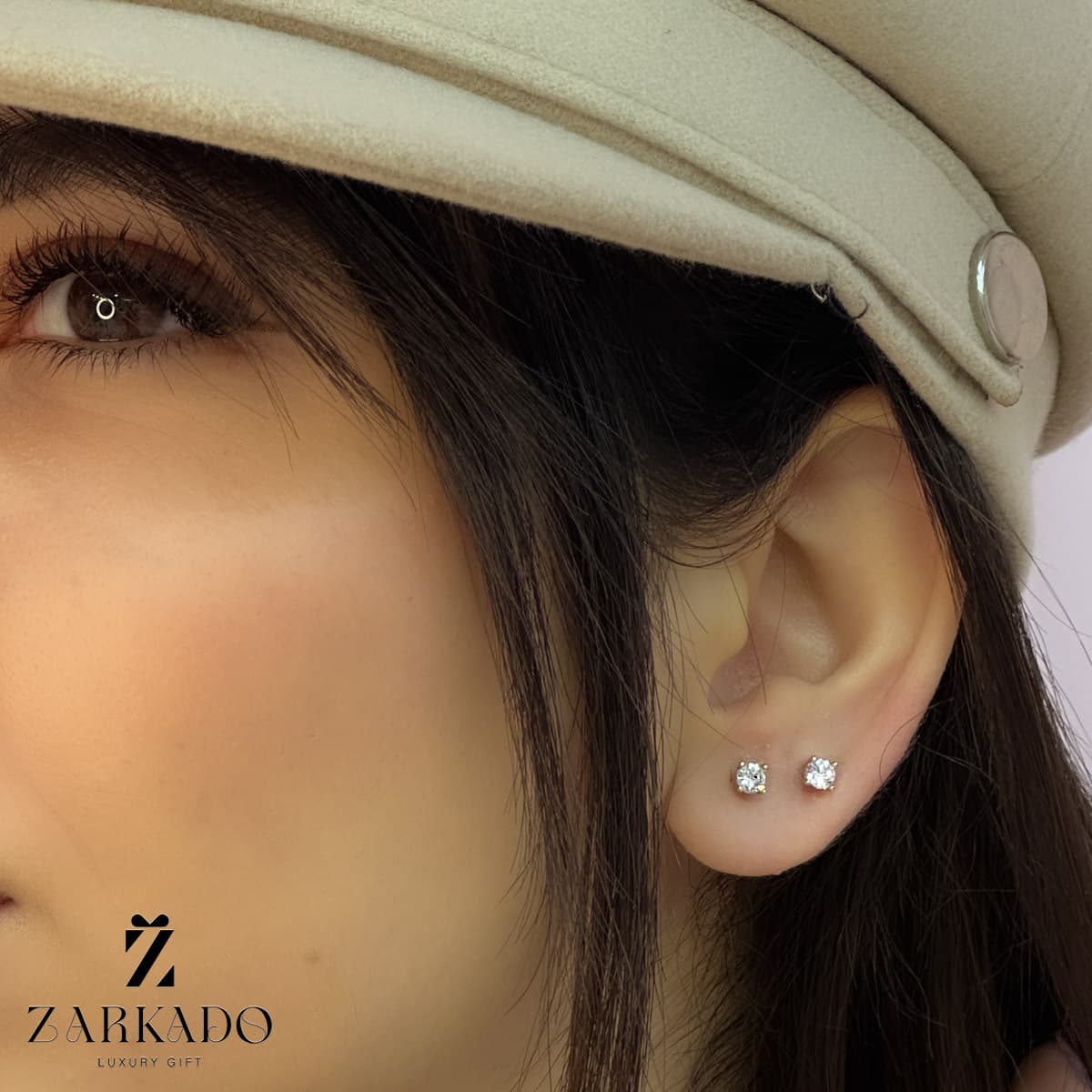 گوشواره میخی نگینی سایز C کد E7877 — تصویر ۲