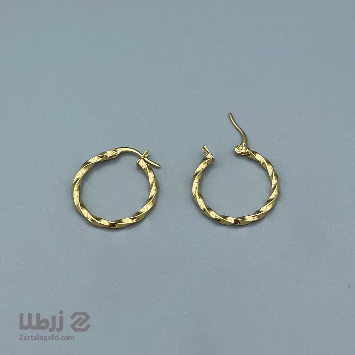 گوشواره حلقه ای طلا پیچدار سایز متوسط کد E23811