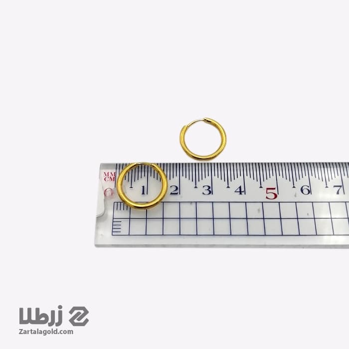 گوشواره طلا حلقه ای آینه ای کوچک کد E23846 — تصویر ۳