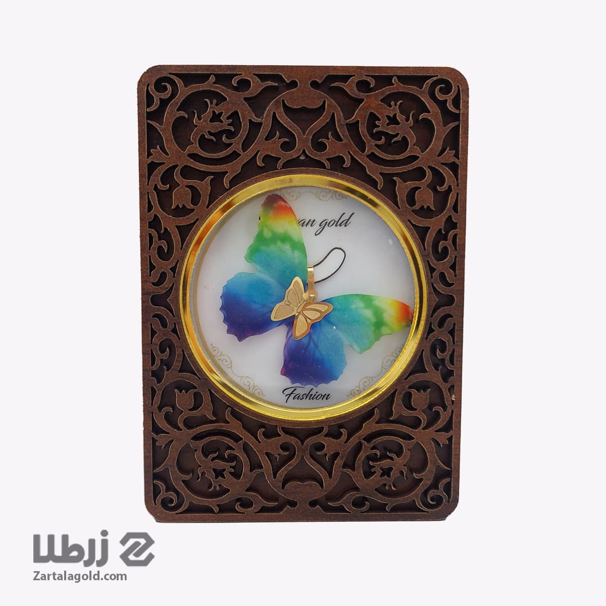 پلاک پروانه پارچه ای و طلا رنگی رنگی کد zk491