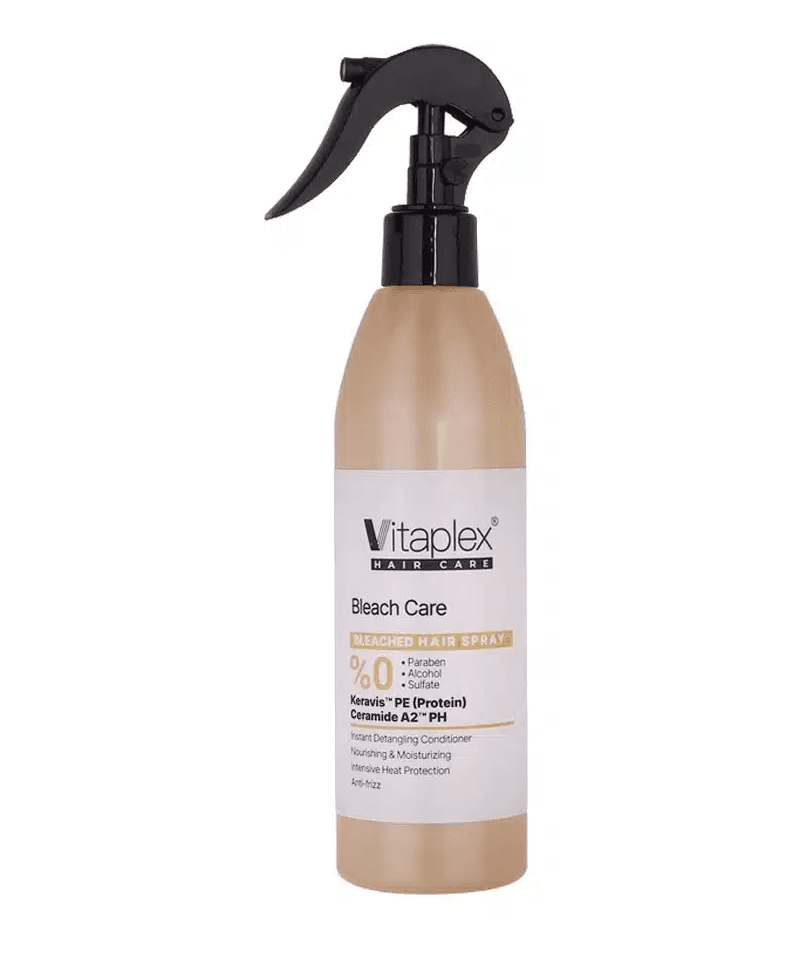 اسپری ویتاپلکس نرم کننده و ترمیم کننده منو مناسب موهای دکلره شده واسیب دیده 300 میل Vitaplex softening and repairing menu spray suitable for bleached and damaged hair 300 ml — تصویر ۷