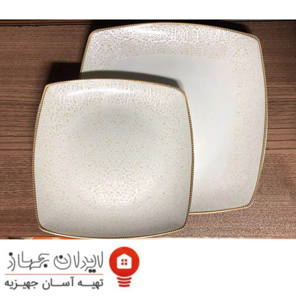 سرویس غذاخوری 105 پارچه ( 12 نفره ) چهار گوش چینی پردیس مدل نگار