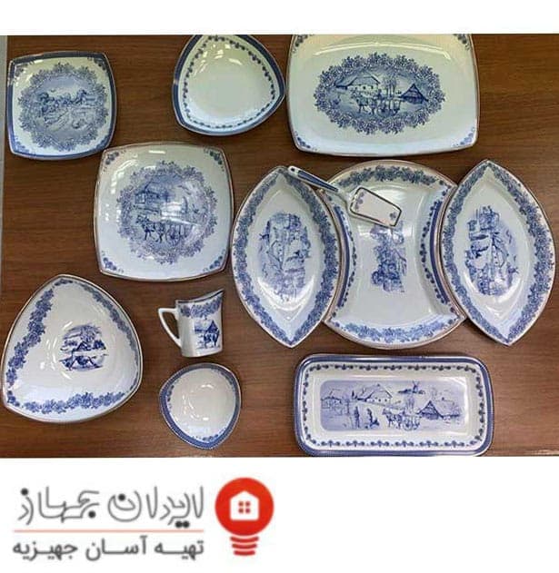سرویس غذاخوری 105 پارچه ( 12 نفره ) چهار گوش چینی پردیس مدل رزگاردن — تصویر ۳