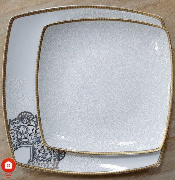 سرویس غذاخوری 105 پارچه ( 12 نفره ) چهار گوش چینی پردیس مدل نارنیا فیروزه — تصویر ۳
