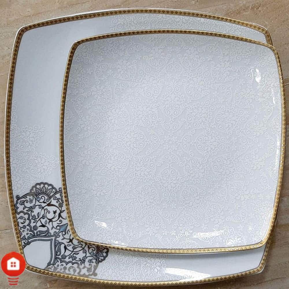 سرویس غذاخوری 105 پارچه ( 12 نفره ) چهار گوش چینی پردیس مدل نارنیا فیروزه