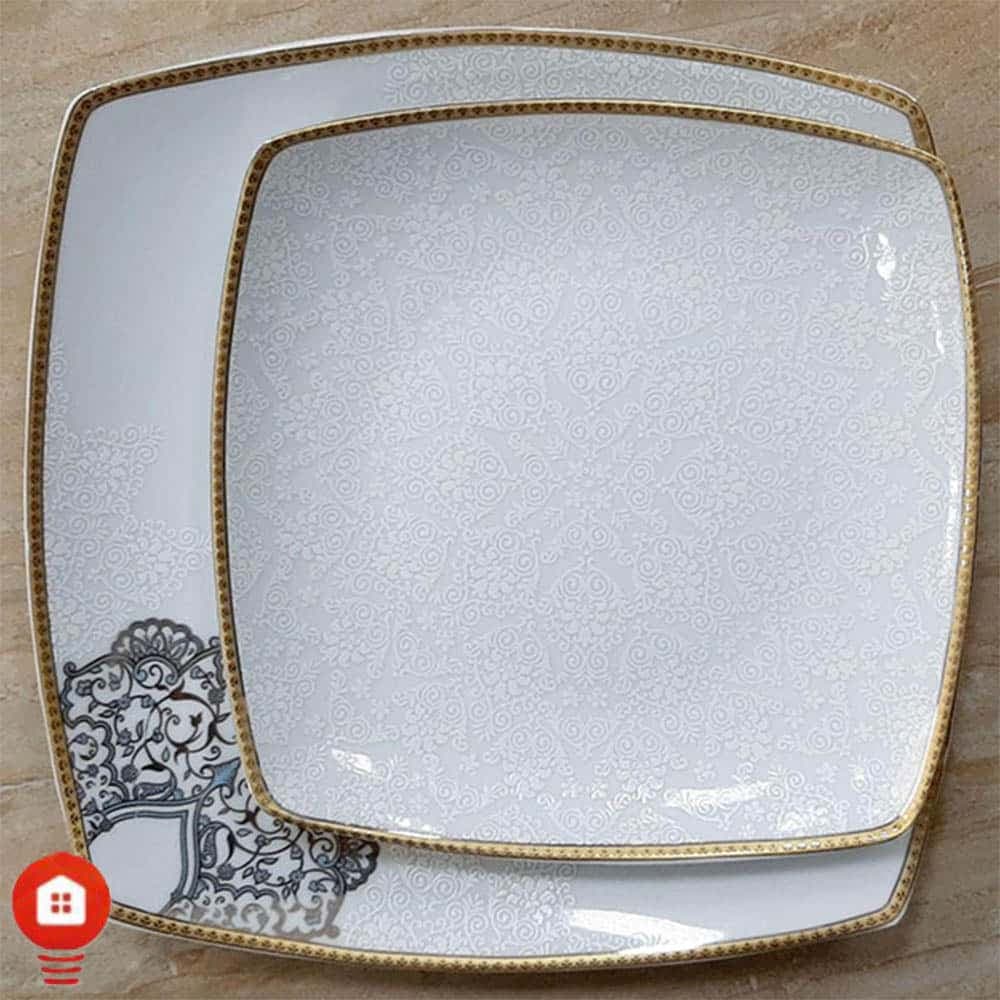 سرویس غذاخوری 30 پارچه ( 6 نفره ) چهار گوش چینی پردیس مدل نارنیا فیروزه
