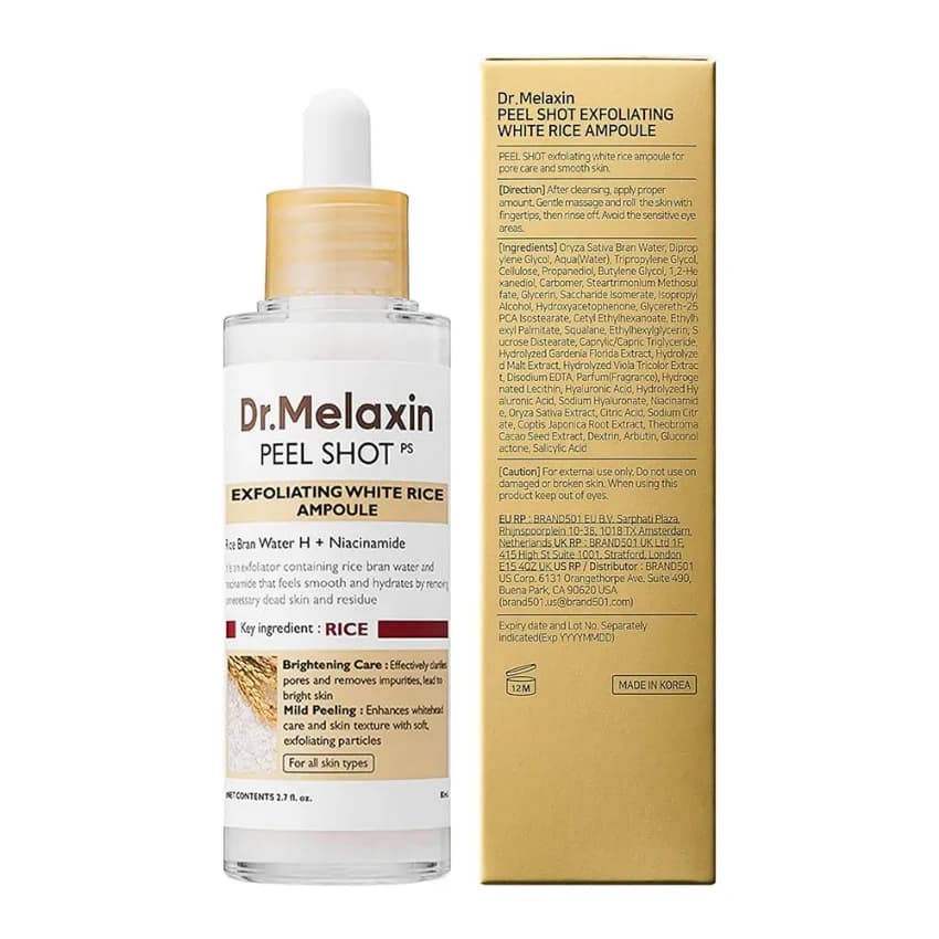 امپول لایه بردار و روشن کننده برنج دکتر ملاسین ۸۰ میل Dr Melaxin Peel Shot Exfoliating White Rice Ampoule 80ml — تصویر ۲