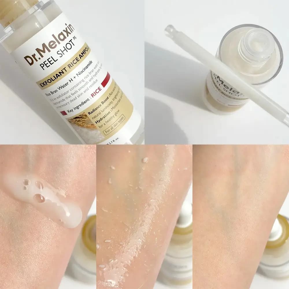 امپول لایه بردار و روشن کننده برنج دکتر ملاسین ۸۰ میل Dr Melaxin Peel Shot Exfoliating White Rice Ampoule 80ml — تصویر ۴