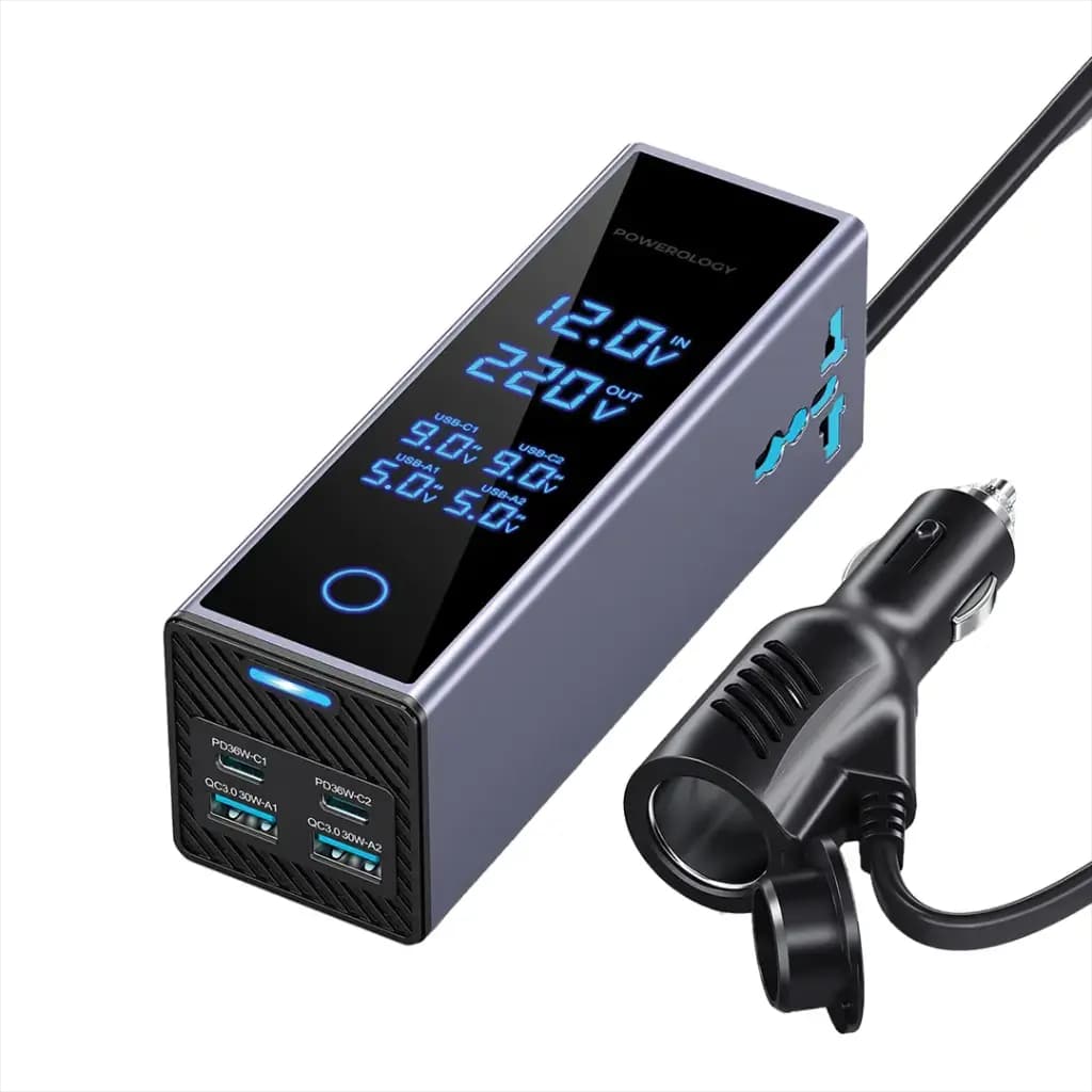 اینورتر فندکی POWEROLOGY برند PWC044 ظرفیت 300 وات