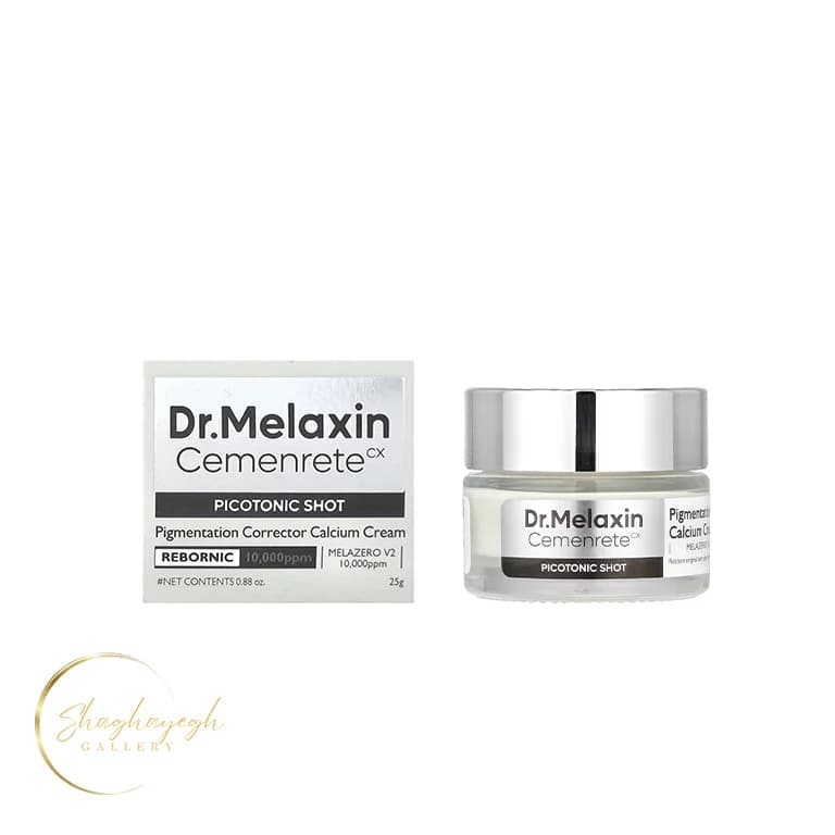 کرم ضد لک و روشن کننده کلسیم پیکوتونیک شات دکتر ملاکسین ۲۵ گرم Dr Melaxin Cemenrete CX Picotonic Shot Pigmentation Corrector Calcium Cream 25g