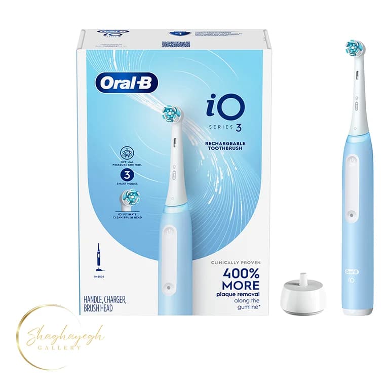 مسواک برقی پاکسازی پیشرفته دندان اورال بی iO سری 3 آیس بلو Oral-B iO Series 3 Electric Toothbrush Ice Blue