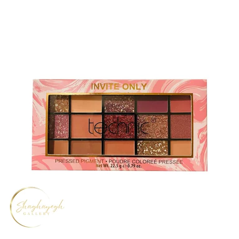 پالت سايه چشم 15 رنگ نود و صورتی تکنیک Invite Only تکنیک 22.5 گرم Technic Invite Only Eyeshadow Palette 22.5g