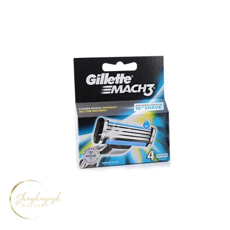 تیغ یدک اصلاح سه لبه Mach3 ژیلت بسته ۴ عددی Gillette Mach3 Replacement Cartridges 4pcs