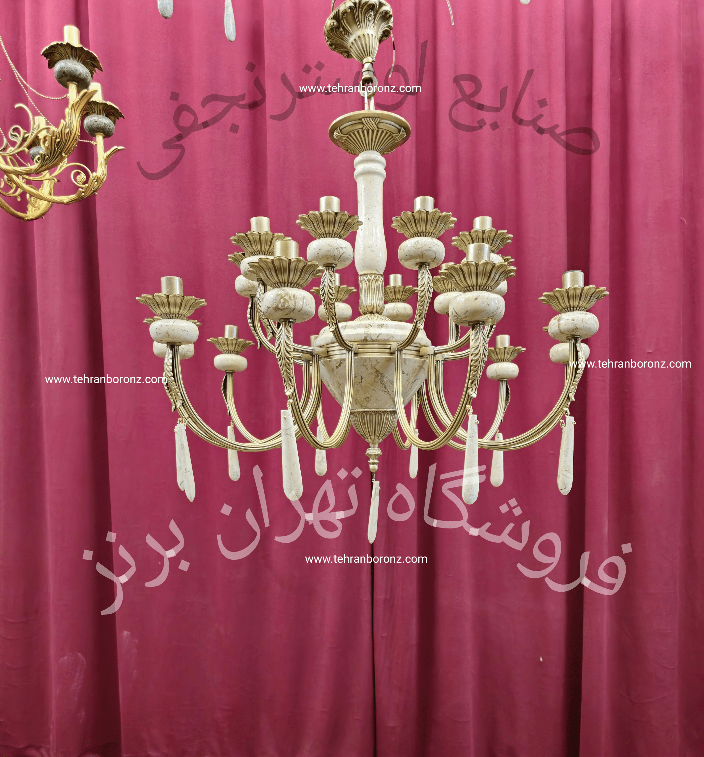 لوستر برنز و سنگ طرح ویشکا ۱۰شاخه۲۰شعله