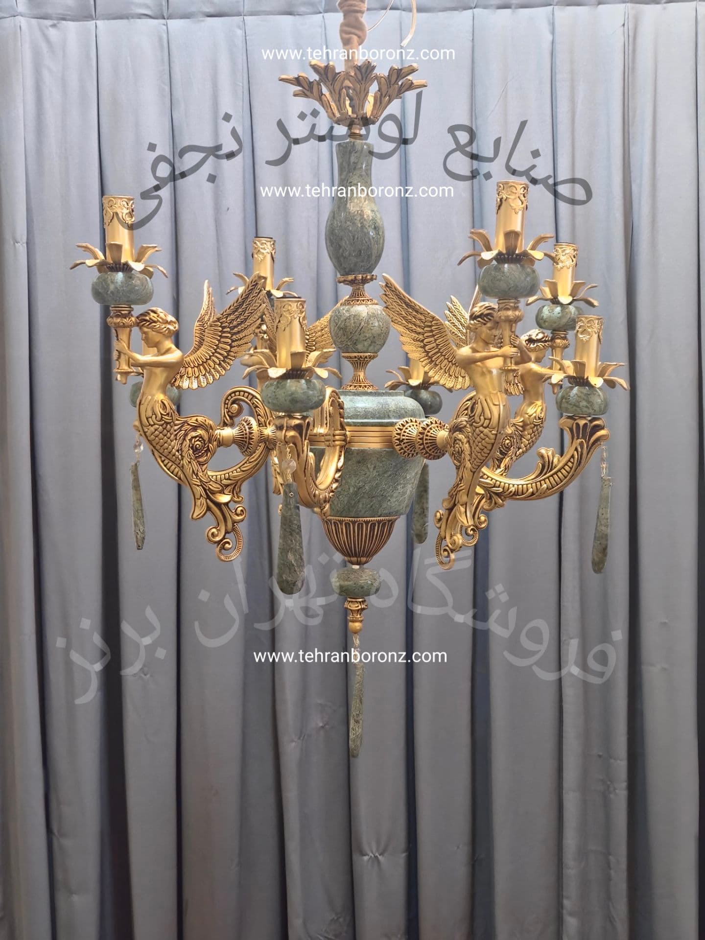 لوستر برنز سنگی طرح فرشته گلوریا ۸شاخه