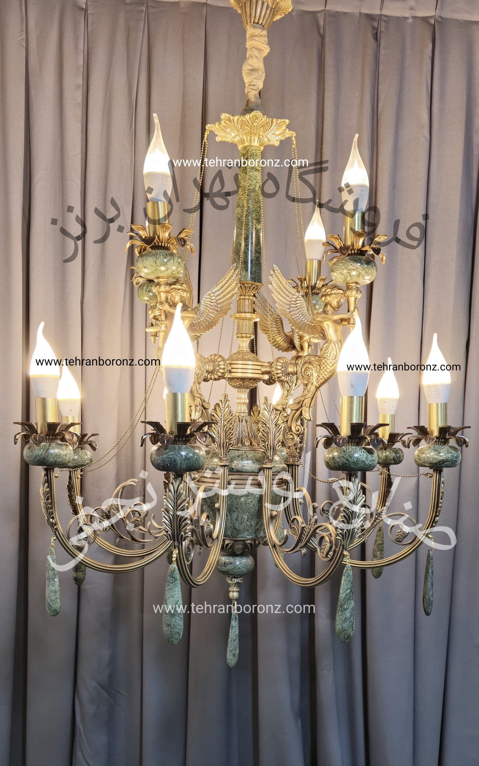 لوستر برنز طرح ویشکا فرشته پرکار ۱۲شاخه ۲طبقه کد1060