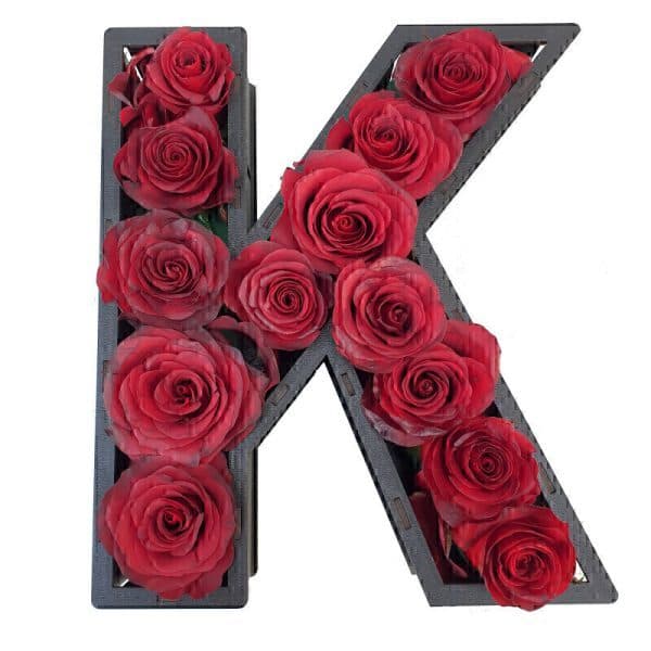 باکس گل رز حرف K