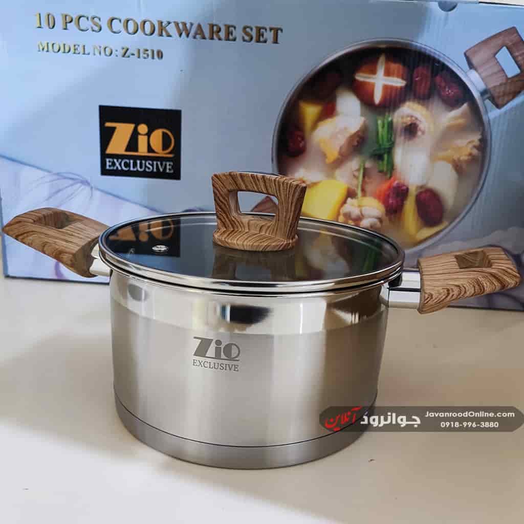 سرویس قابلمه استیل زیو 10 پارچه با کفی 4 لایه و دسته باکالیت نسوز مدل Zio Z-1510 — تصویر ۳
