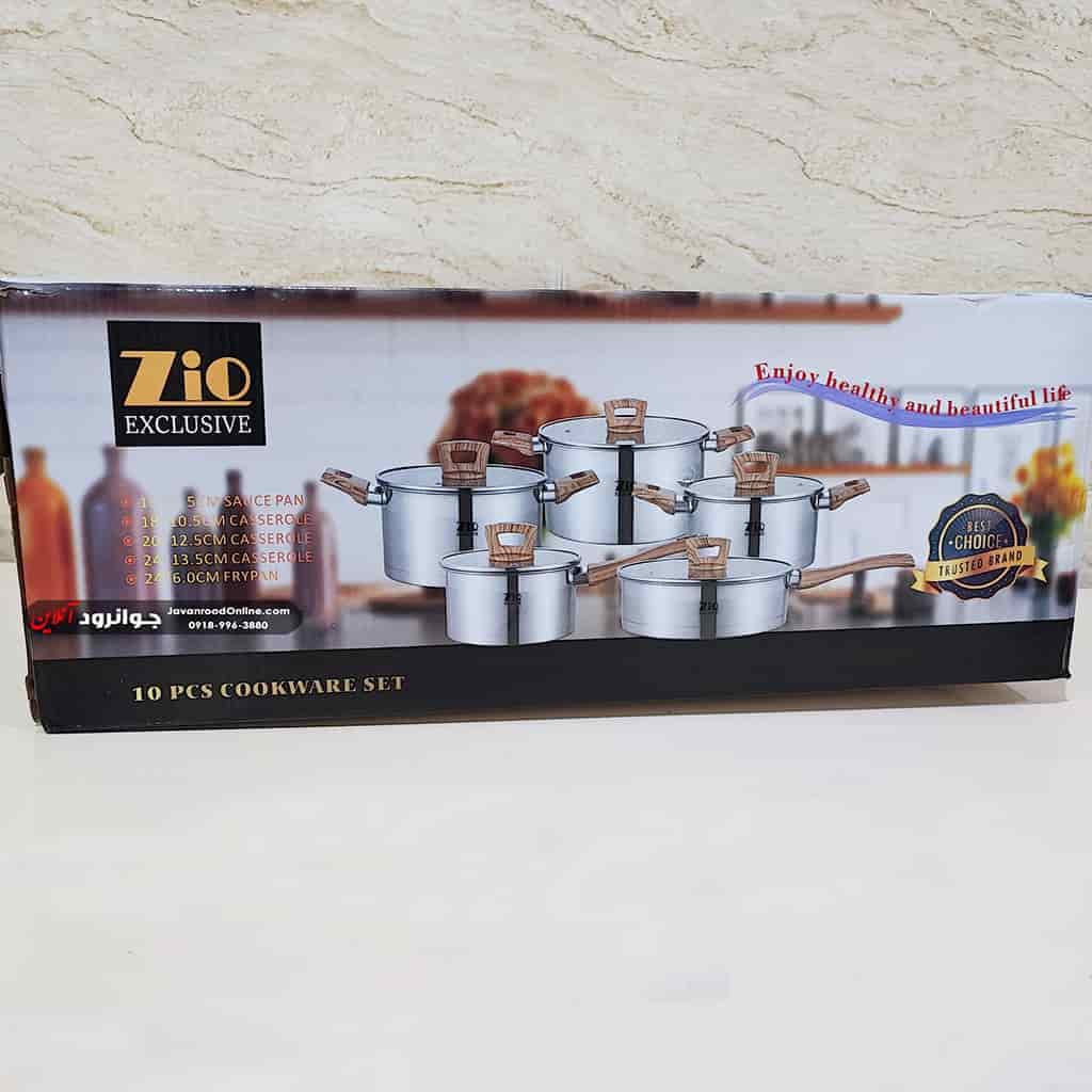 سرویس قابلمه استیل زیو 10 پارچه با کفی 4 لایه و دسته باکالیت نسوز مدل Zio Z-1510 — تصویر ۲
