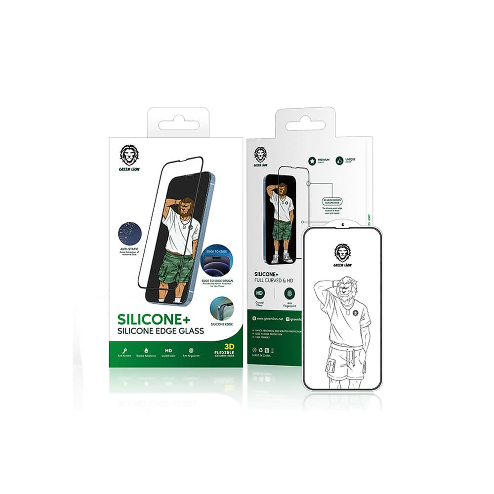 محافظ صفحه نمایش شیشه ای آیفون 13 پرو مکس گرین Green iphone 13 Pro Max 3D Silicone+ Edge Glass GNI13PM3HDSICL