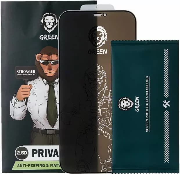 محافظ صفحه نمایش شیشه ای حریم خصوصی گرین Green Privacy Glass Green 2.5D AG GN25DAGIP12PM برای iPhone 12 Pro Max — تصویر ۳