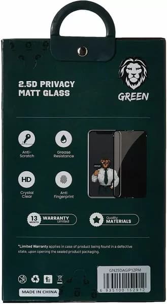 محافظ صفحه نمایش شیشه ای حریم خصوصی گرین Green Privacy Glass Green 2.5D AG GN25DAGIP12PM برای iPhone 12 Pro Max — تصویر ۲