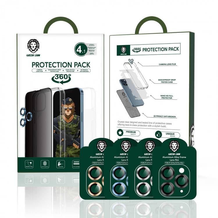پک محافظتی 360 درجه گرین لاین مدل Green Lion 4 in 1 360° Privacy Protection Pack for iPhone 13 Pro Max GN4IN1PG13PM — تصویر ۲