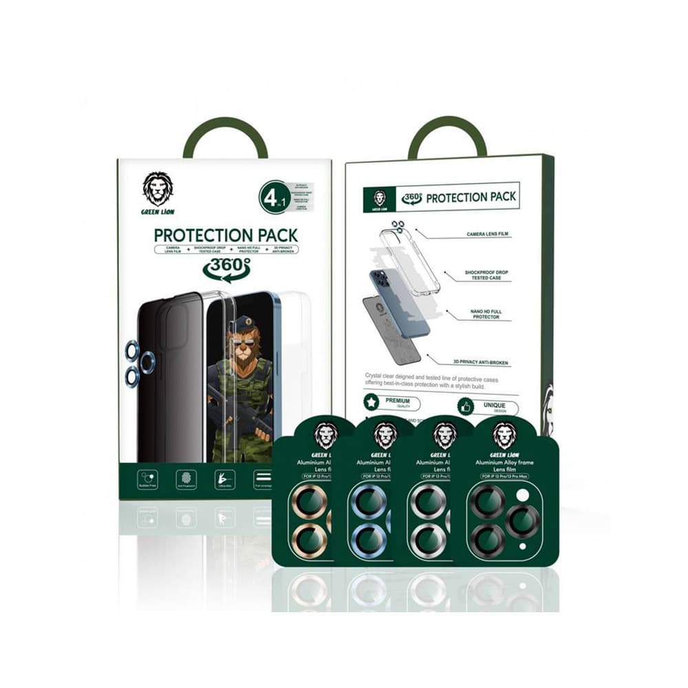 پک محافظتی 360 درجه گرین لاین مدل Green Lion 4 in 1 360° Privacy Protection Pack for iPhone 13 Pro Max GN4IN1PG13PM