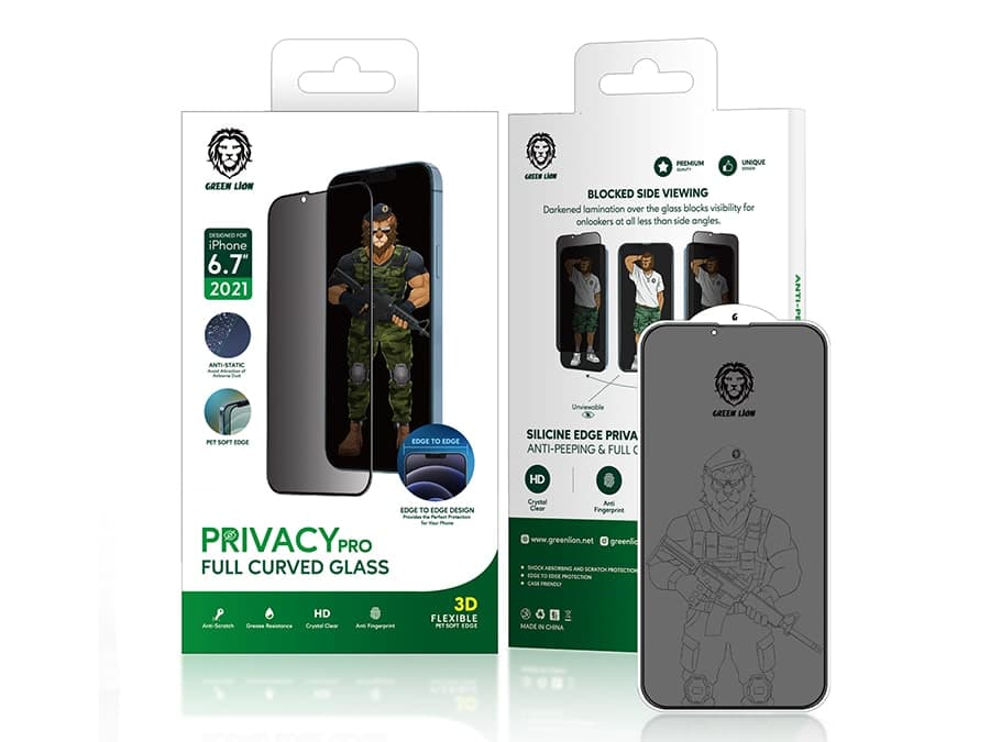 محافظ صفحه نمایش شیشه ای حریم شخصی آیفون 13 و 13 پرو گرین Green iPhone 13/13 Pro Privacy Pro Full Curved Glass — تصویر ۴