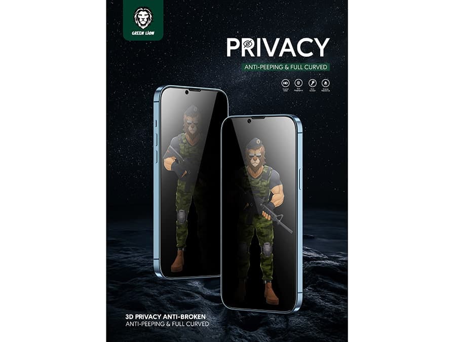 محافظ صفحه نمایش شیشه ای حریم شخصی آیفون 13 و 13 پرو گرین Green iPhone 13/13 Pro Privacy Pro Full Curved Glass — تصویر ۸