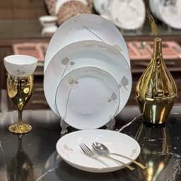 سرویس آرکوپال طرح شاخه نبات صورتی لب طلا — تصویر ۲