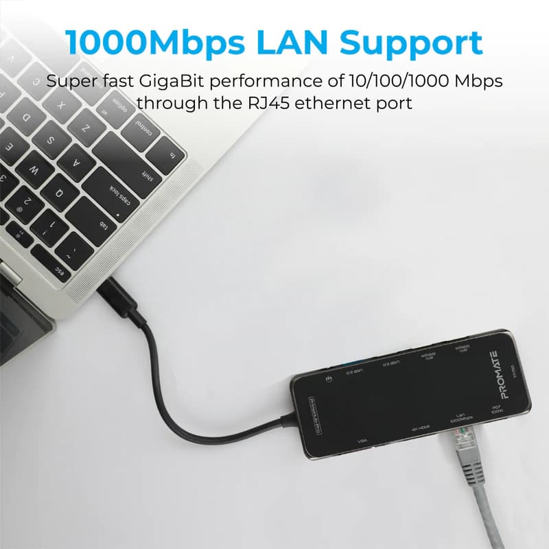 هاب و مبدل 11 در 1 تایپ سی پرومیت مدل PrimeHub-Pro با حداکثر توان 100W — تصویر ۸