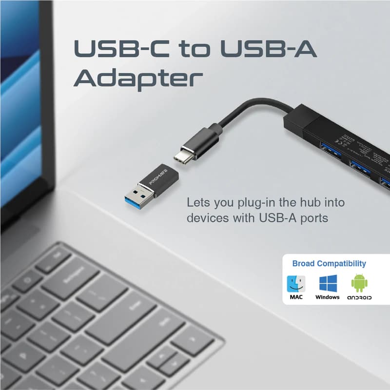 هاب و مبدل تایپ سی به 4 پورت USB-3 پرومیت مدل LiteHub-4 — تصویر ۸