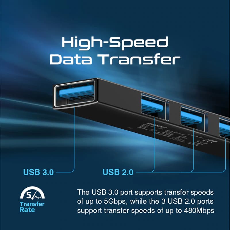 هاب و مبدل تایپ سی به 4 پورت USB-3 پرومیت مدل LiteHub-4 — تصویر ۵