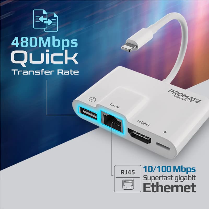 هاب و تبدیل 4 در 1 لایتنینگ پرومیت مدل MediaSync-LT — تصویر ۶