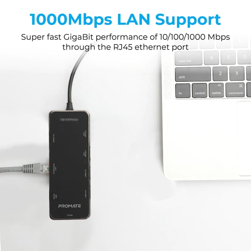 هاب و مبدل 9 در 1 تایپ سی پرومیت مدل PrimeHub-GO با حداکثر توان 100W — تصویر ۸