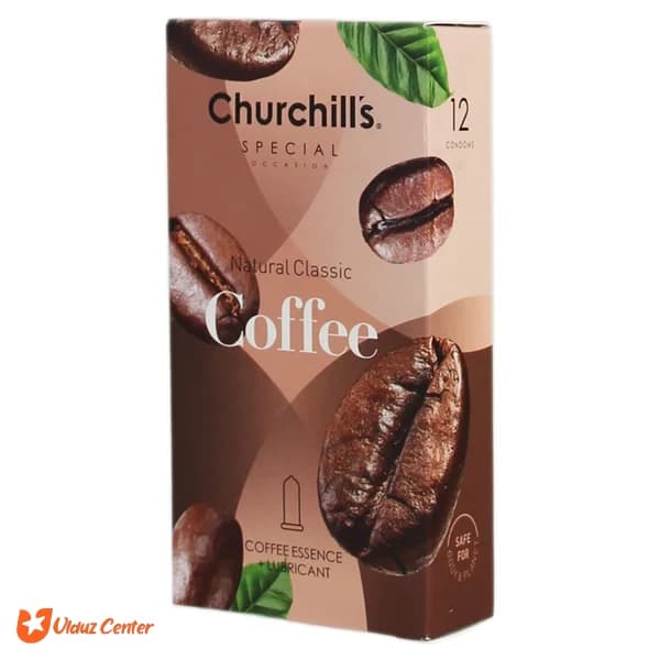 کاندوم روان کننده چرچیلز مدل Coffe بسته 12 عددی