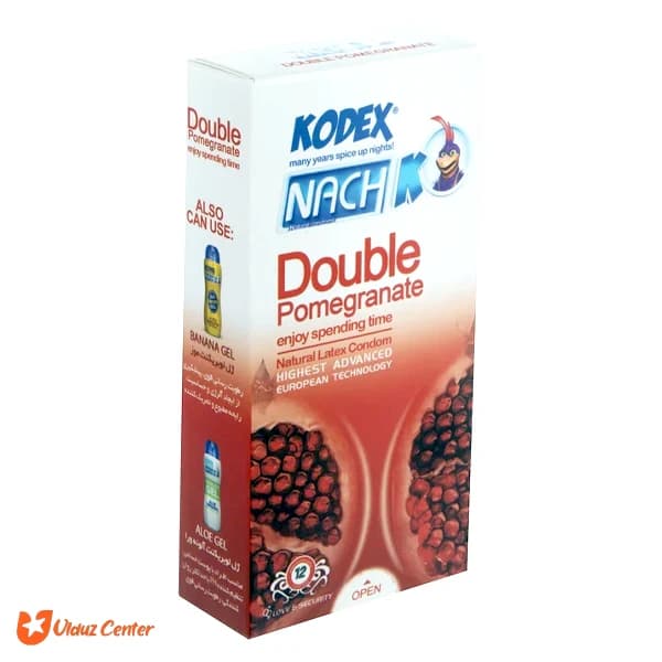 کاندوم کودکس حاوی ژل انار مدل Double Pomergranate بسته 12 عددی