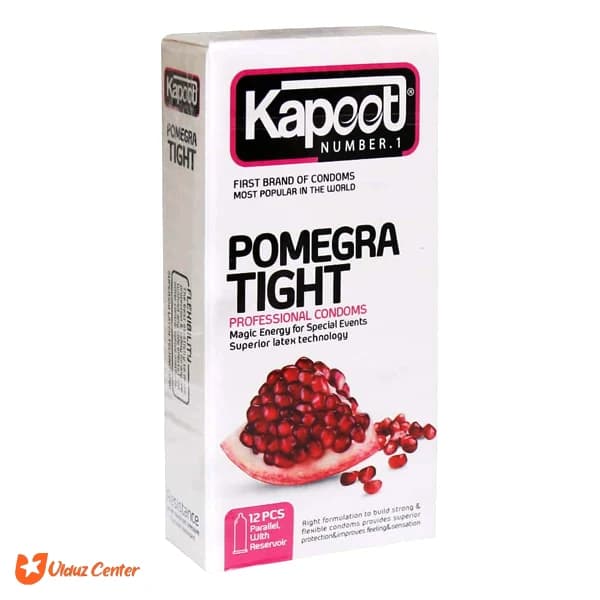 کاندوم تاخیری کاپوت حاوی ژل انار مدل Pomegra Tight بسته 12 عددی